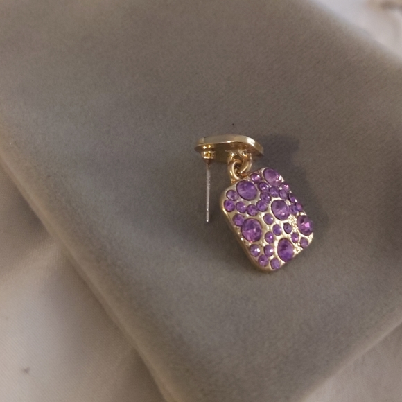 Geometric Purple Zircon Teardrop Earrings - Picture 3 of 8